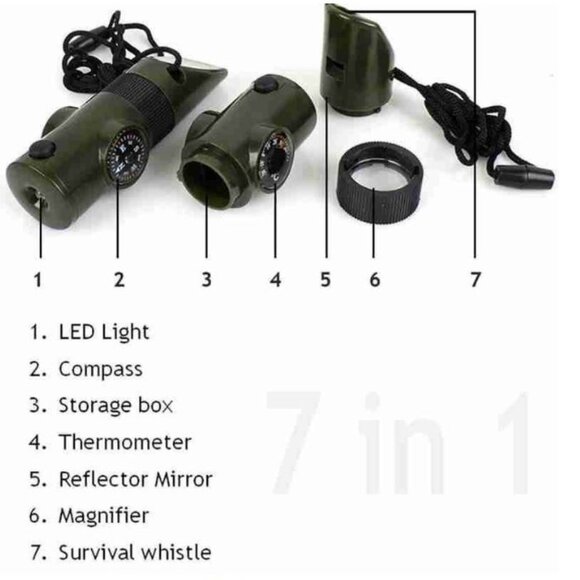 3 Pcs New 7 in 1 Outdoor Hiking Survival Tools, (Battery Included) W/Gift Box - Picture 4 of 6